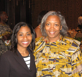 Stephanie Wilson, second African-American woman ever to fly in space and Jackie Johnson, Founder, Mop Top Shop, Inc. at the Bessie Coleman Fly-Sister-Fly Empowerment Breakfast and honoree.